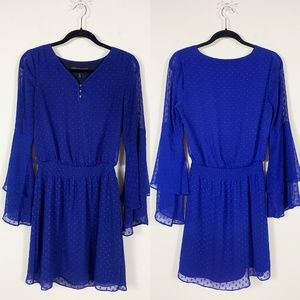 WHBM - Blue Bell Sleeve Plumetis Boho Dress